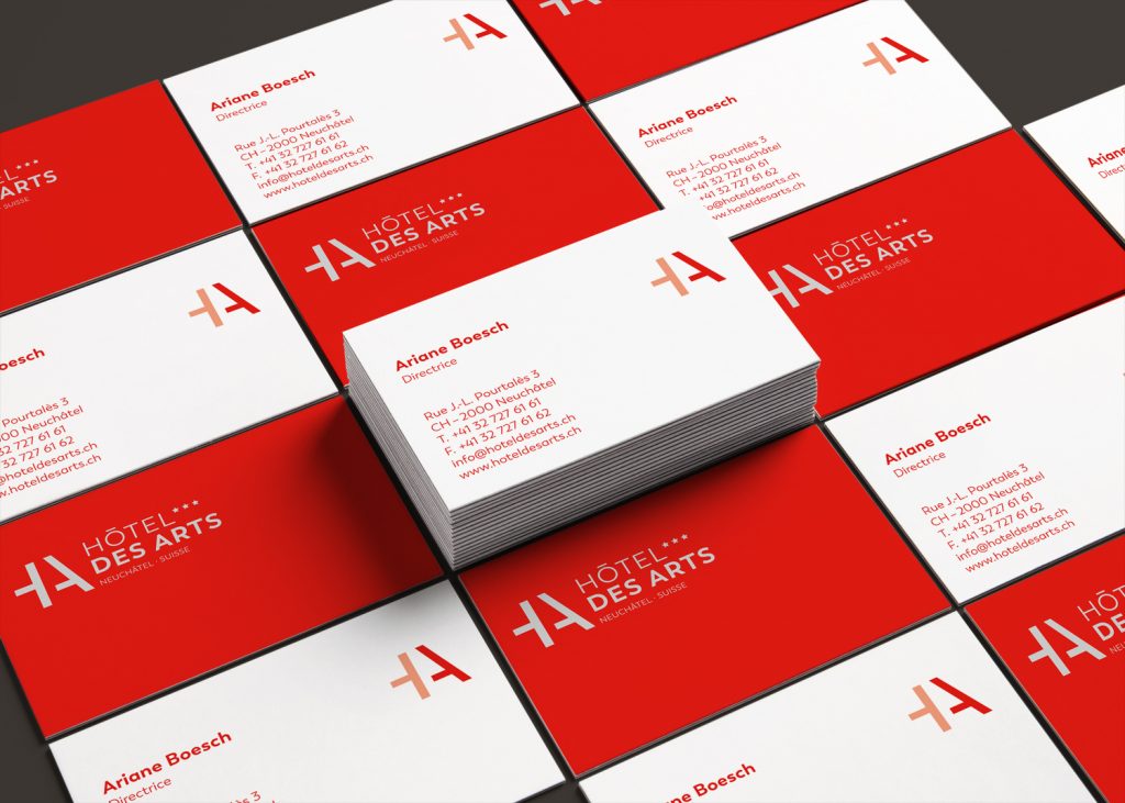 Cartes de visite Hôtel des Arts Neuchâtel