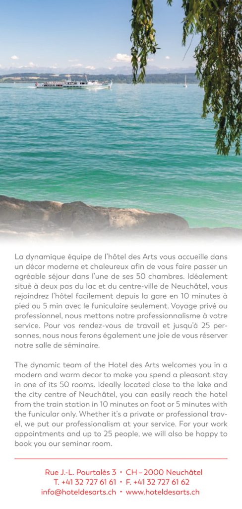 Flyer Hôtel des Arts Neuchâtel
